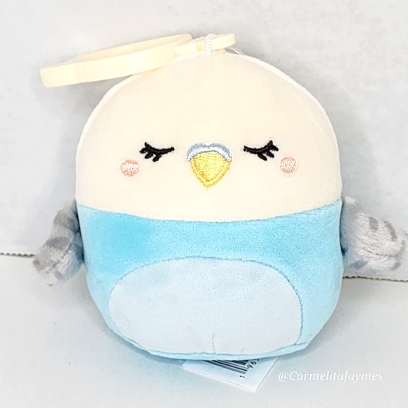 TYCHO 🐦 Blue & White Parakeet Bird Clip Original Squishmallow by Kellytoy NWT - Picture 1 of 7